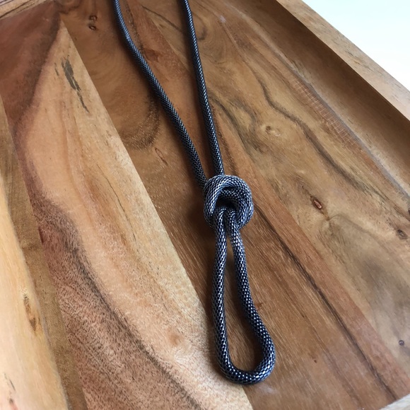 Long Gunmetal Silver Knotted Gatsby Necklace - Picture 6 of 9